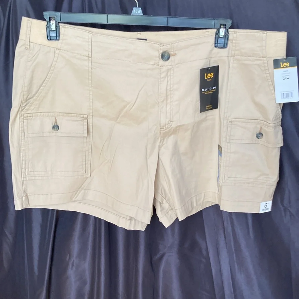 Lee tan short soft flex comfort waistband midrise cargo like pocket 24W - Picture 12 of 17